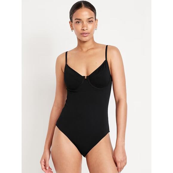 Old Navy Swimsuit Textured One-Piece Balconette Women's Size Large‎ Black - Picture 1 of 10